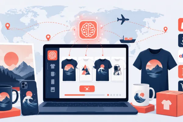 Print on demand 2026 voi AI design va sell tren nen tang quoc te