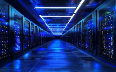 Modern data center with GPU servers for AI pretraining